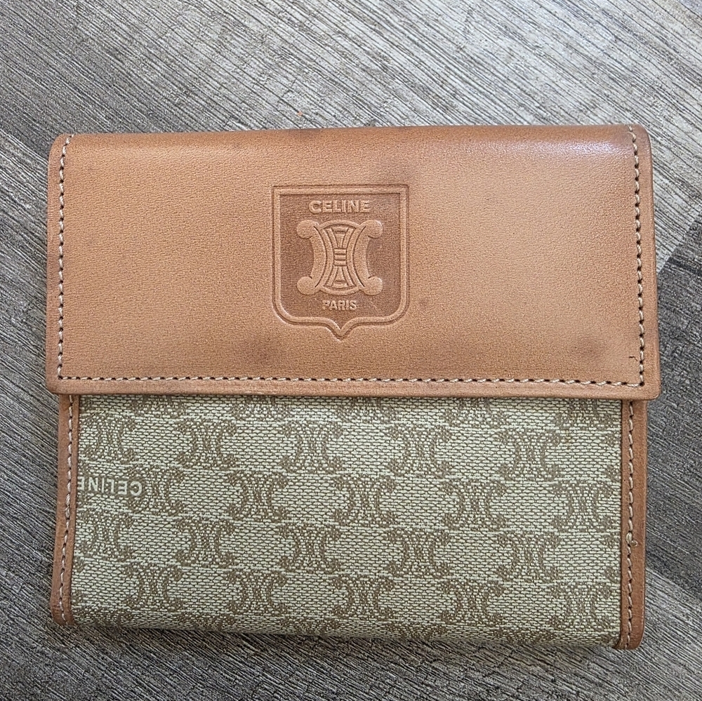 Vintage Celine Paris Leather Wallet Monogram Macadam Preppy LV Classy